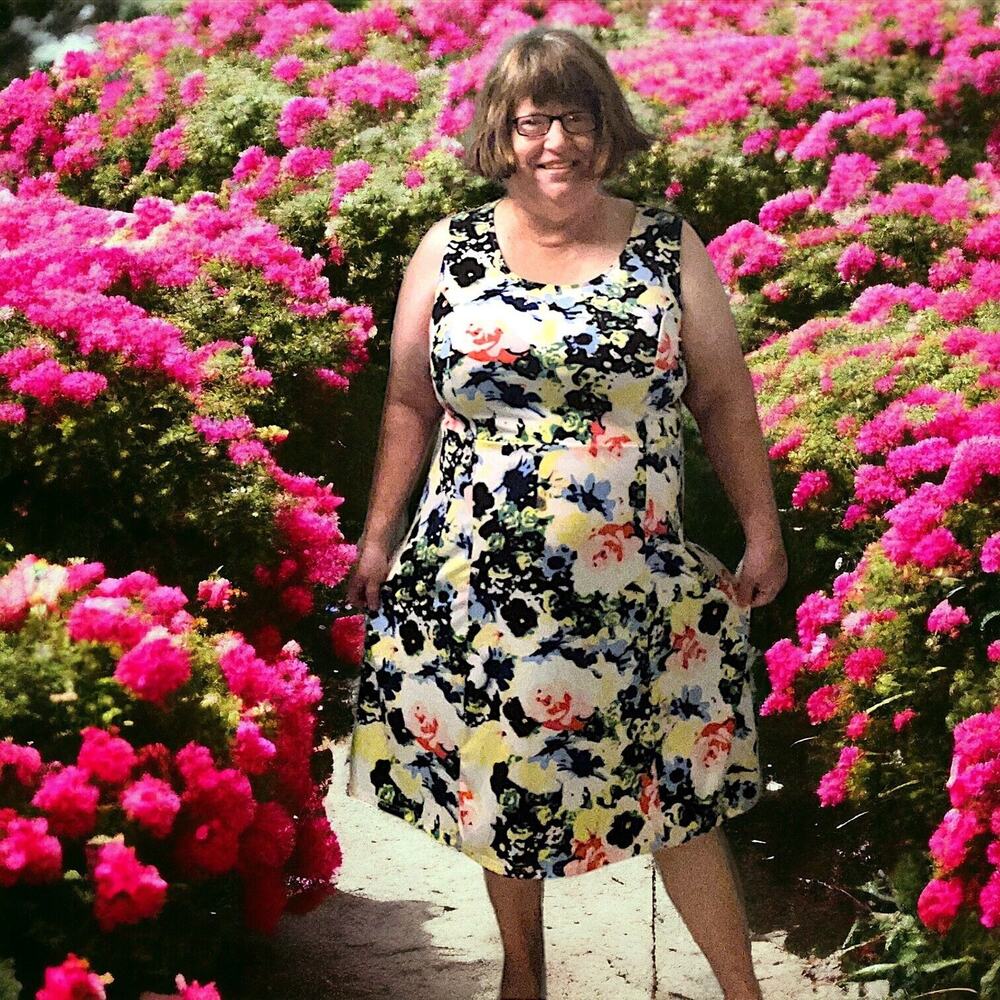 Ellos Womens L 18/20 Multicolored Floral Tank Shift Stretchy Classic Dress!
